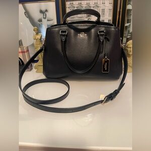 Coach Navy Leather Satchel with Gold Accents